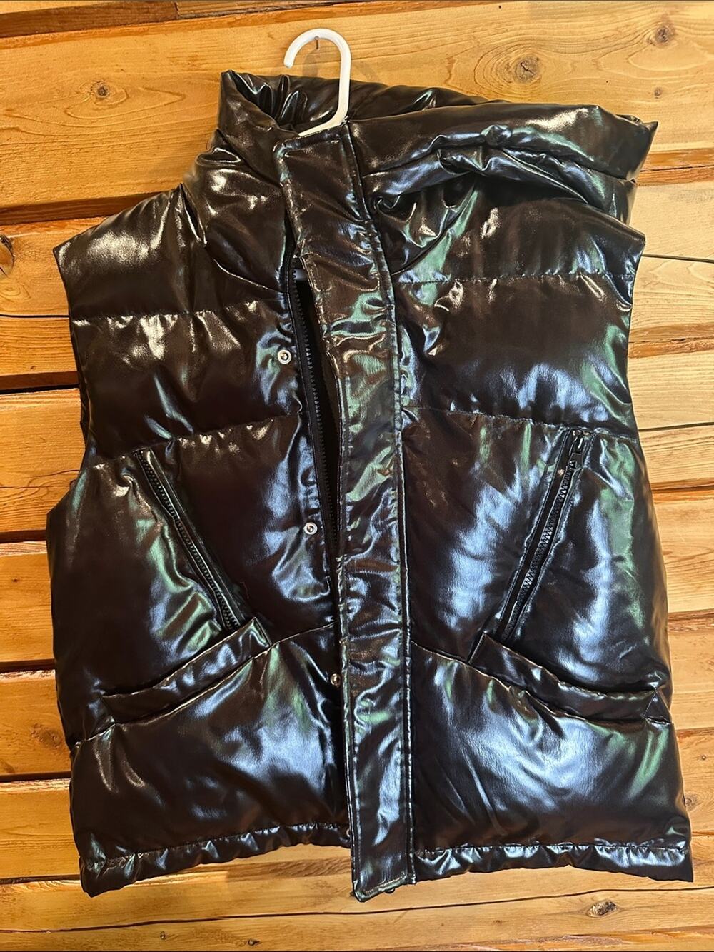 ESQUALO Shiny Black Puffer Vest